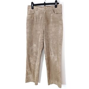 BRANDON Thomas Suede Leather Tan High Waisted Pants 8